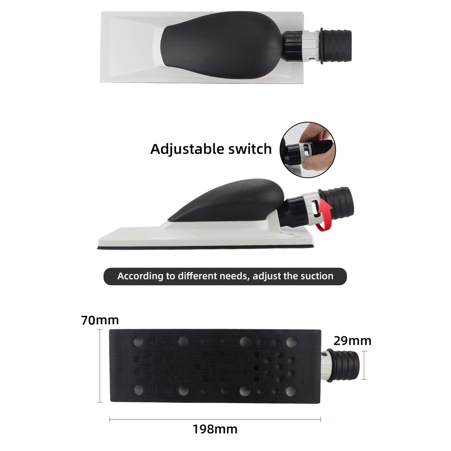 125/200/400MM Hand Schuurblok Haak Lus Stofvrije Extractie Mesh Slijpen Pad Schuurmiddelen gebruikt voor Hout en Auto